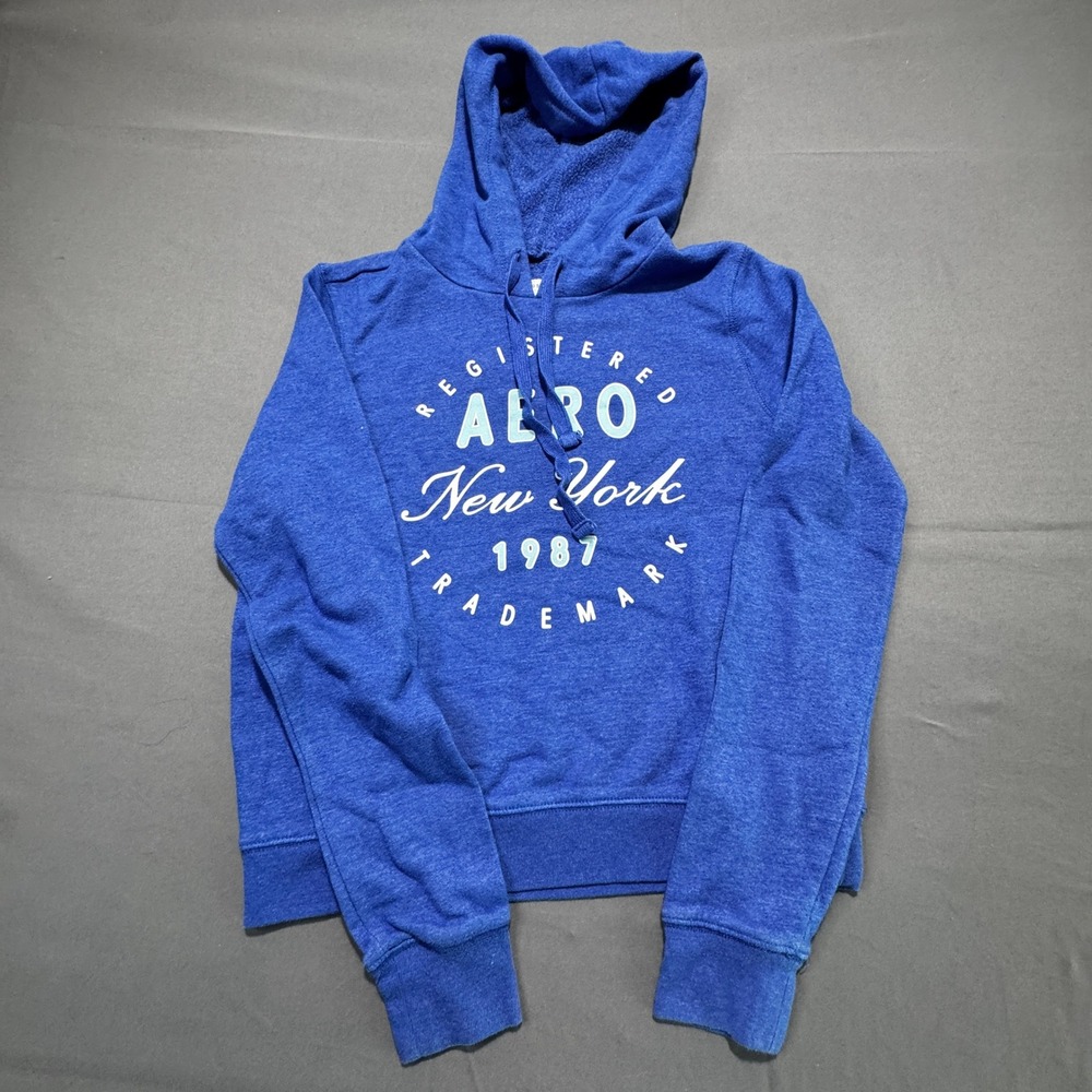 Aeropostale Royal Blue Aero New York 1987 Graphic Hoodie Sweatshirt Women Small
